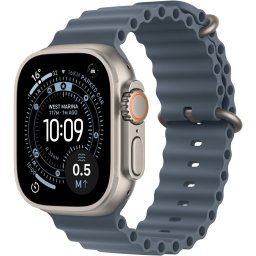 Smartwatch Apple Watch Ultra 3, GPS, Cellular, Carcasa Natural Titanium 49mm, Ancor Blue Ocean Band