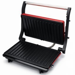 Aparat pentru sandvisuri / sandwich maker Panini Oliver Voltz OV51442R, 1000 W, Placi antiaderente, Deschidere la 180°, Tava pentru grasime, Rosu