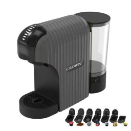 Espressor cu capsule si cafea macinata 7in1 Crown CCM-1533 GR, 20 bar, 0,9 l, Comanda tactila, LED,Rezervor detasabil, Gri/Negru