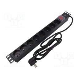 Prelungitor Power strip for RACK 1U 16A, PDU, 8xFRENCH, 2m