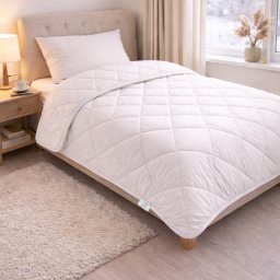 Pilota Lana Merino 100% LanaWool 160x210 cm Groasa 800 g mp Exterior Bumbac OekoTex Clasa 1, Iarna, Alb