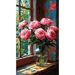 Set pictura pe numere, cu sasiu, Tusa de primavara, 40x70 cm