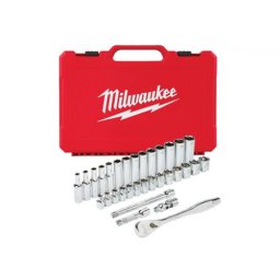 Trusa MILWAUKEE Chei Tubulare Cu Clichet 3/8inch 32 Bucati Sistem Metric Rosu