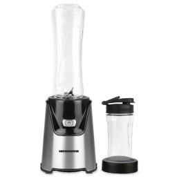 Blender sport Heinner HSB-T400SS, 400 W, lame din inox, recipient tritan 400 si 600 ml, negru-inox