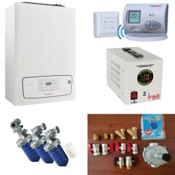 PACHET PROMO Centrala termica IMMERGAS VICTRIX TERA 32 V3, termostat de ambient LOGICTHERM C3 RF, sursa neintreruptibila si invertor cu unda sinusoidala pura INTELLI, kit armaturi montaj centrala termica ITALIA, filtru anticalcar cu 6 rezerve DOSAMAX