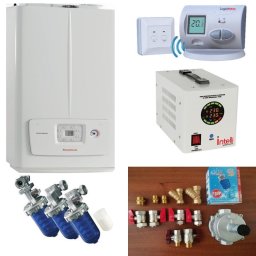 PACHET PROMO Centrala termica VICTRIX OMNIA, termostat de ambient LOGICTHERM C3 RF, sursa neintreruptibila si invertor cu unda sinusoidala pura INTELLI, kit armaturi montaj centrala termica ITALIA, filtru anticalcar cu 6 rezerve DOSAMAX