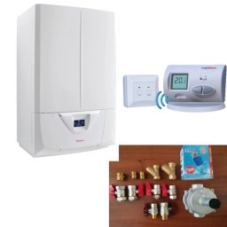 PACHET PROMO Centrala termica VICTRIX ZEUS 35 (cu boiler de 54l), termostat de ambient LOGICTHERM C3 RF, kit armaturi montaj centrala termica ITALIA