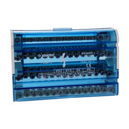 Bloc de distribuție electrică 4 poli 125A, 15 conexiuni pe pol, Plastim PDB415
