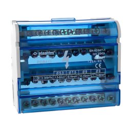 Bloc de distribuție electrică 4 poli, 125A, 11 conexiuni per pol, Plastim PDB411