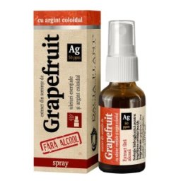 Solutie Hidroglicerica Spray cu Grapefruit si Argint Coloidal fara Alcool, 20 ml, Dacia Plant