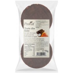 Turte din Linte cu Sare de Mare si Glazura de Ciocolata cu Lapte, 70 g, Pronat
