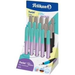 Stilou Ambidextru Twist Color Blocking, Penita M, Rezerva Inclusa, Diverse Culori, 15 Bucati