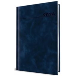 Agenda Datata A5, 352 Pagini, Coperta Piele Sintetica, Premium Deluxe Chia, Bleumarin, Margini Folio Argintiu 2026