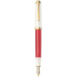 Stilou Souveran M600 Editie Speciala Red-White, Penita Aur 14K, Accesorii Placate cu Aur, Corp Rosu-Alb