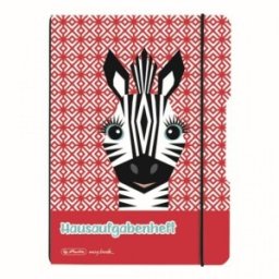Caiet My.Book Flex, A5, 40 File, Patratele, Cute Animals Zebra, Elastic Negru