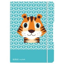 Caiet My.Book Flex, A5, 40 File, Patratele, Cute Animals Tiger, Elastic Gri