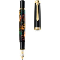 Stilou Souveran M600 Art Collection Glauco Cambon, Penita Aur 14K, Accesorii Placate Aur 24K, Corp Negru