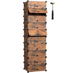 Etajera pentru pantofi SONGMICS, 10 compartimente modulare, maro rustic