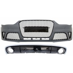 Kit bara fata RS4 cu difuzor spate si ornamente evacuare Audi A4 B8 Facelift