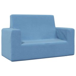 Canapea pentru copii cu 2 locuri, albastru, plus moale GartenMobel Dekor