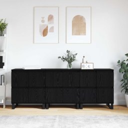Bufet 3 pcs Stejar Negru 60 x 35 x 70 cm GartenMobel Dekor