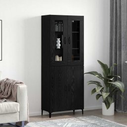 Bufet 2 pcs Stejar Negru Lemn compozit GartenMobel Dekor