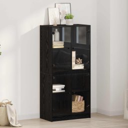Bufet Stejar Negru 68 x 37 x 142 cm Lemn compozit GartenMobel Dekor
