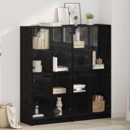 Bufet 2 pcs Stejar Negru 68 x 37 x 142 cm Lemn compozit GartenMobel Dekor