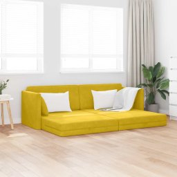 Canapea extensibila de podea Galben 213 x 70 x 77 cm Catifea GartenMobel Dekor
