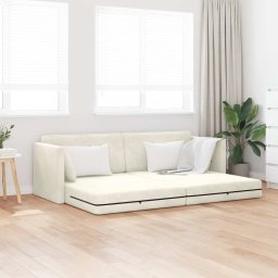 Canapea extensibila de podea Crem 213 x 70 x 77 cm Catifea GartenMobel Dekor