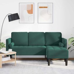 Set de canapea cu perna Verde închis Poliester GartenMobel Dekor