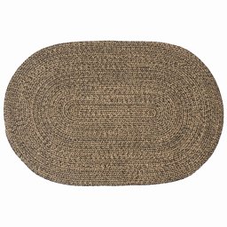 Covor oval din iuta negru 122x183 cm, lucrat manual, pentru interior