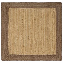 Covor din iuta handmade gri 120x120 cm pentru living, stil modern