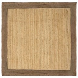 Covor din iuta handmade 240x240 cm, natural cu margine gri, pentru living
