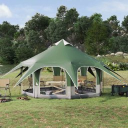 Cort de Familie Verde 5 persoane Poliester 185T cu acoperire PU GartenMobel Dekor