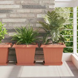Tava Patrata pentru Flori 24 pcs Rosu caramida Plastic GartenMobel Dekor