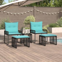 Set de Mobilier pentru Exterior 11 pcs Negru si Turcoaz GartenMobel Dekor