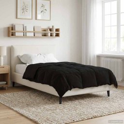 Duvet de iarna Patos Negru 140 x 220 cm Microfibra GartenMobel Dekor