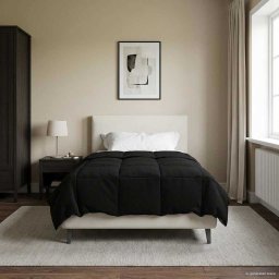 Duvet de iarna Patos Negru 155 x 200 cm Microfibra GartenMobel Dekor