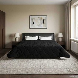 Pilota de vara Negru 200 x 200 cm Microfibra si fleece Teddy GartenMobel Dekor