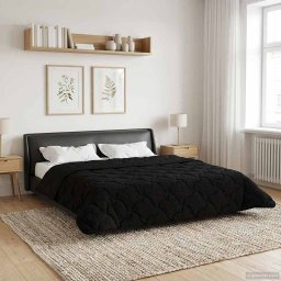 Pilota de vara Negru 200 x 240 cm Microfibra si fleece Teddy GartenMobel Dekor