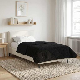 Pilota de vara Negru 135 x 200 cm Microfibra si fleece Teddy GartenMobel Dekor
