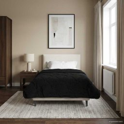 Pilota de vara Negru 140 x 220 cm Microfibra si fleece Teddy GartenMobel Dekor