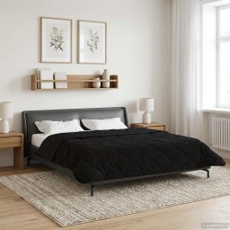 Pilota de vara Negru 200 x 220 cm Microfibra si fleece Teddy GartenMobel Dekor