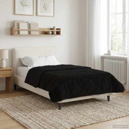 Duvet de iarna Negru 135 x 200 cm Microfibra si fleece Teddy GartenMobel Dekor