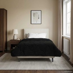 Duvet de iarna Negru 140 x 220 cm Microfibra si fleece Teddy GartenMobel Dekor