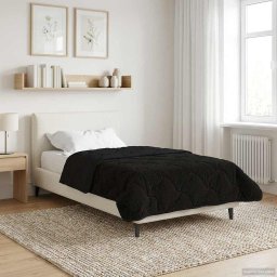 Duvet de iarna Negru 155 x 200 cm Microfibra si fleece Teddy GartenMobel Dekor