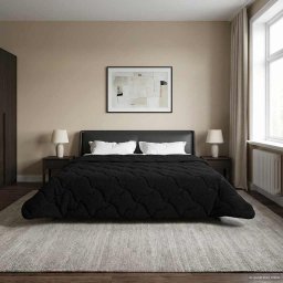Duvet de iarna Negru 200 x 200 cm Microfibra si fleece Teddy GartenMobel Dekor