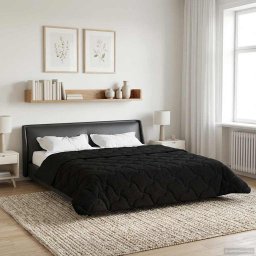 Duvet de iarna Negru 200 x 240 cm Microfibra si fleece Teddy GartenMobel Dekor