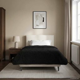 Duvet de iarna Negru 155 x 220 cm Microfibra si fleece Teddy GartenMobel Dekor